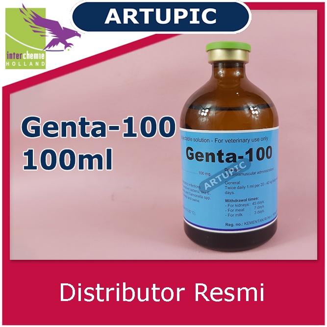 Genta-100 100ml Obat Infeksi Pernafasan Pencernaan Saluran Urin Ternak Hewan Sapi Kambing Domba