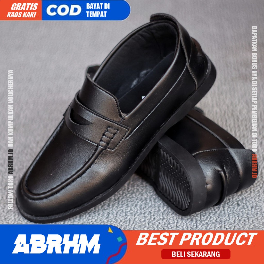 ABRHM X PECCO Sepatu Formal Pria Sepatu Pria Casual Pantofel Kulit Syntetic Sepatu Kasual Cowok / Cowo Oxford Kerja Kantor Kuliah Kondangan Gaya Keren Kekinian Original Murah Terlaris