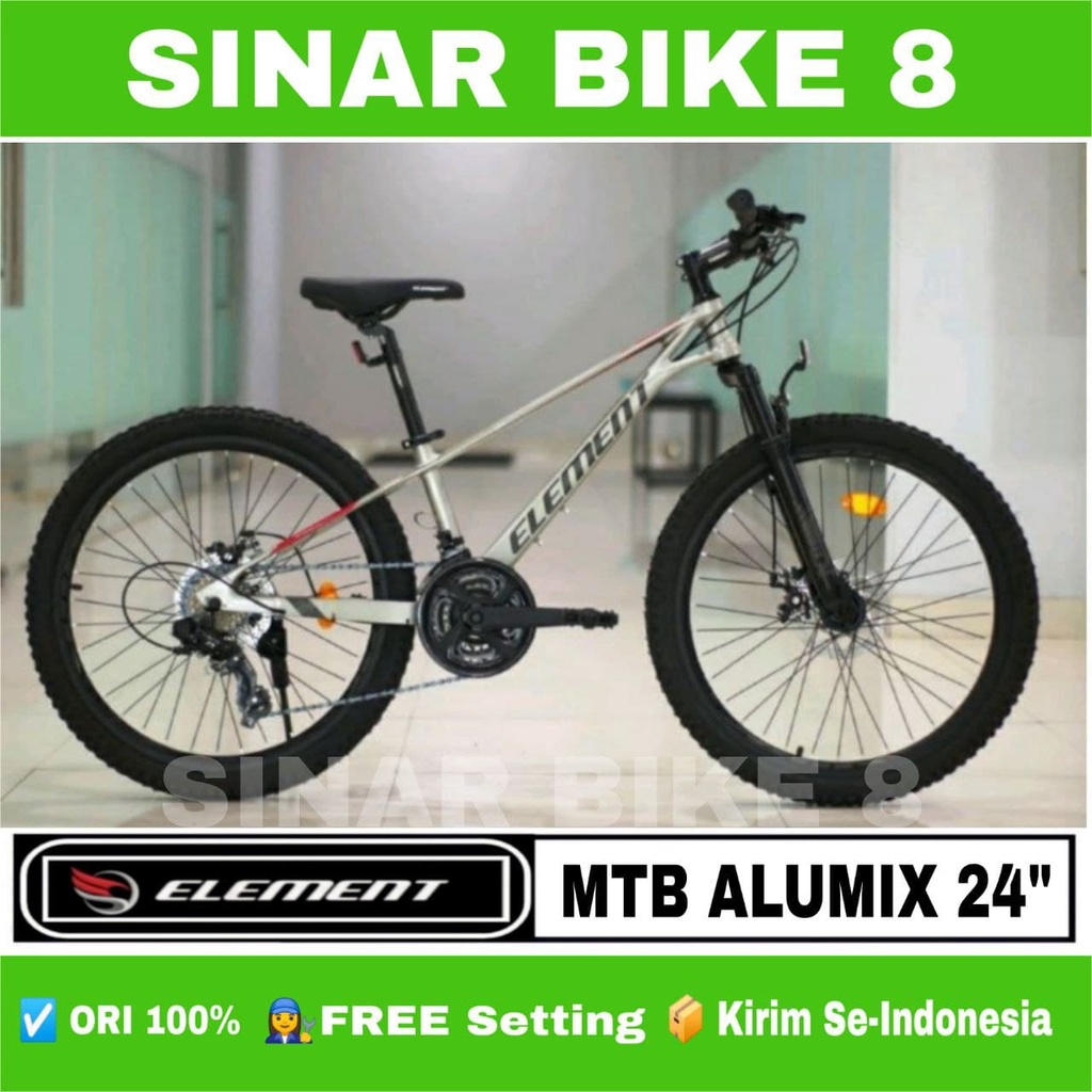 Sepeda Gunung MTB ELEMET ALUMIX Ukuran 24 Inch Alloy 24 Speed Rem Cakram