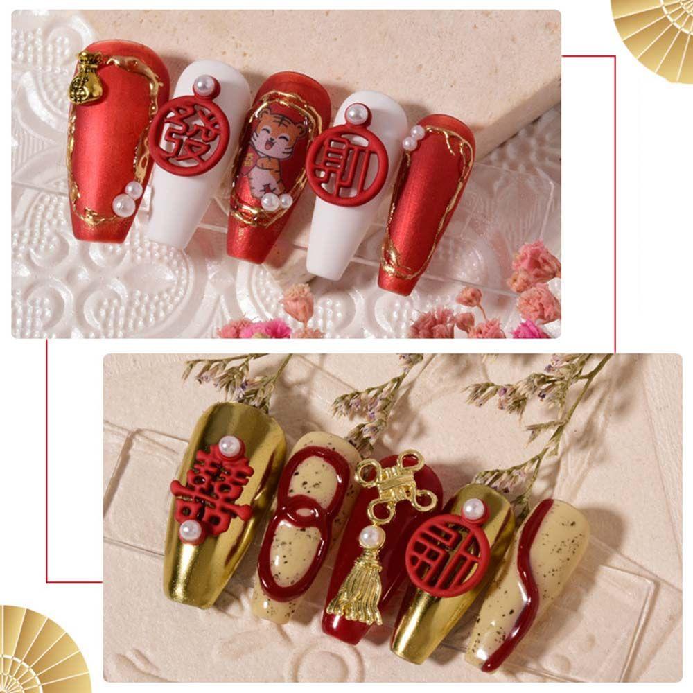 Mxbeauty Manik-Manik Kuku Bentuk Simpul China Warna Merah Untuk Nail Art