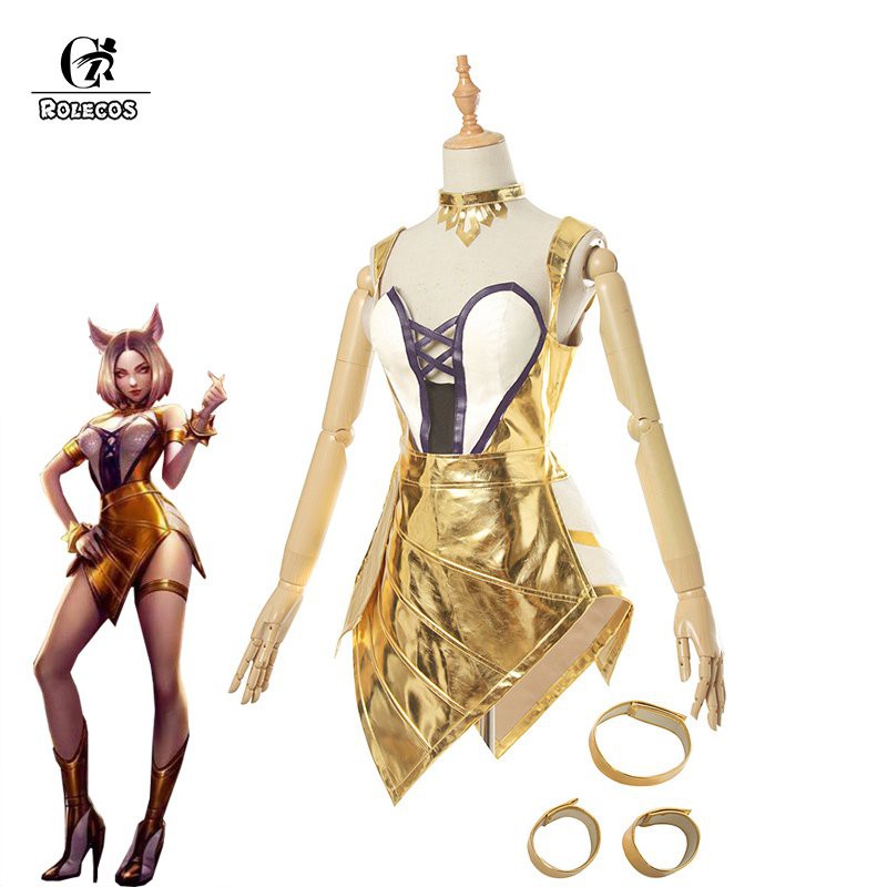 Game LOL KDA Ahri Cosplay Costume LOL K/DA Ahri Dress Prestige Edition Cosplay Costume Golde