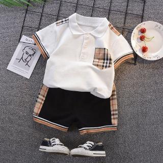 Set Baju  Anak Laki Laki Lengan Pendek  Motif Kotak  Kotak  