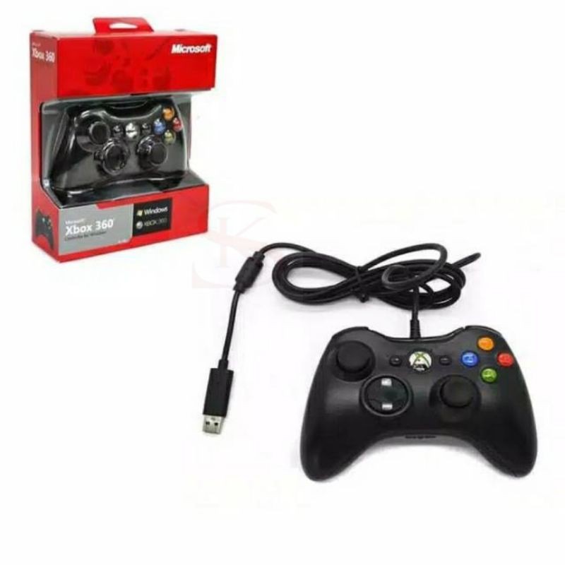 Stik Stick Joystick Xbox 360 PC Kabel Wired  Hitam Putih Merah Biru