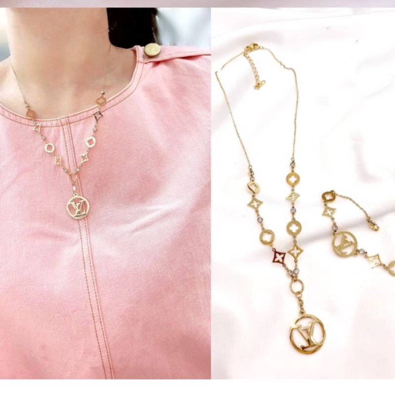 Kalung Gelang Titanium Asli motif elv Premium Quality Anti karat anti alergi Stainless steel ori Kt117