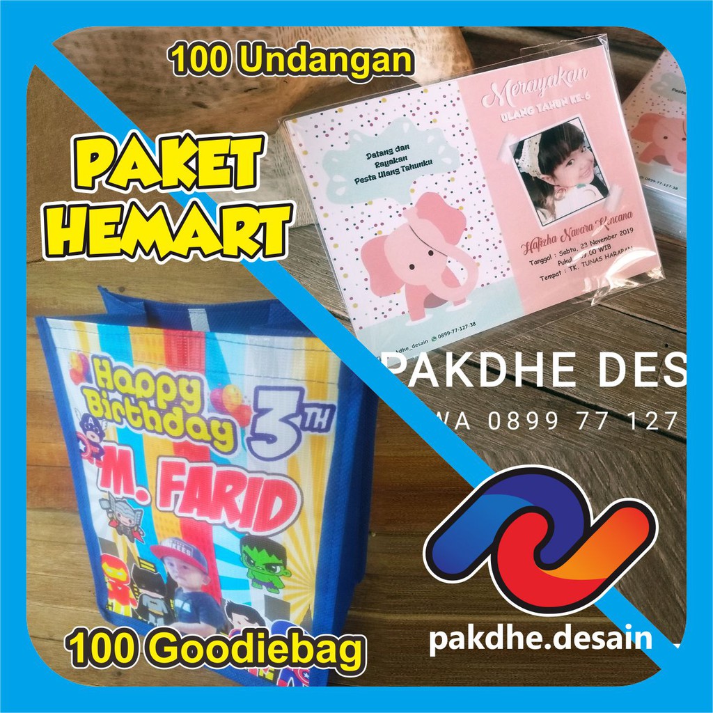 Paket Undangan Ulang Tahun tema Little Pony ( 100 Undangan + Tas