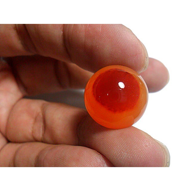AG106 Round 17mm 21.25ct Orange Red 'Greek Evil Eye' Natural Untreated Picture Agate Lucky Charm