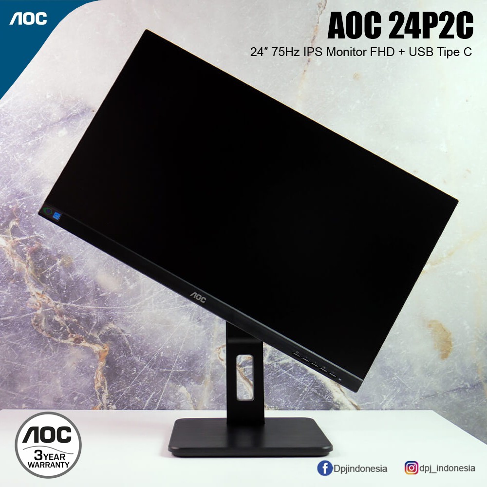 AOC 24P2C 24″ 75Hz IPS Monitor FHD + USB Tipe C
