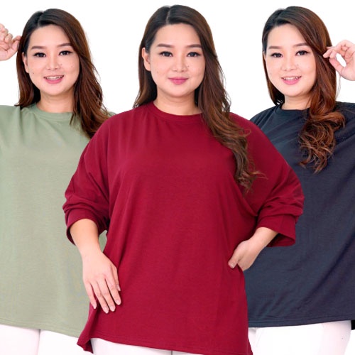 Bess - Kaos Polos Lengan Panjang Wanita Ukuran JUMBO Size  L - XL - XXL