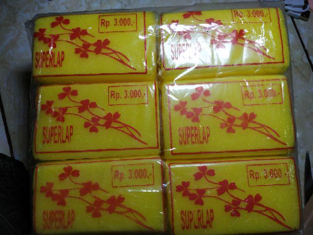 Busa / Spoon / Sponge / Gosok Cuci Piring Tebal 5 Cm Merk Superlap 12 Pcs / 1 Lusin | Sejati Family