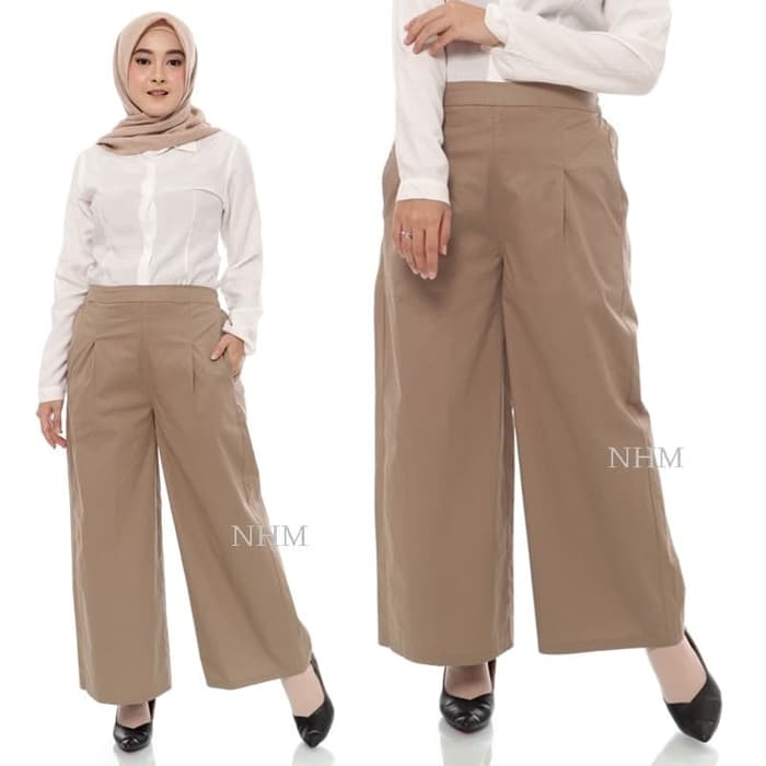 Celana kulot 2022 pinggang karet murah linen premium rayon Y2R2 rawis terbaru import SCUBA ala korea