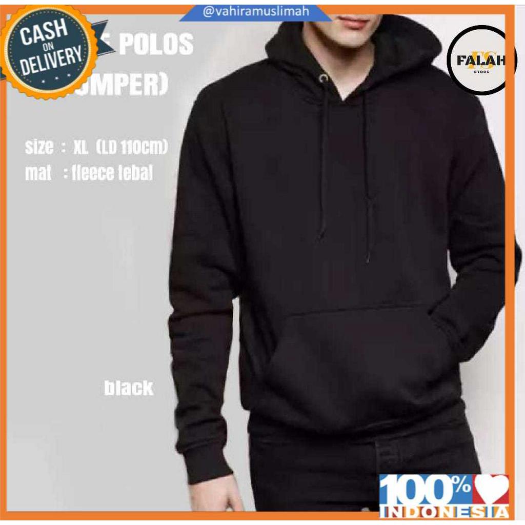 Jaket Jumper polos distro hoodie fleece L fit to XL BTC