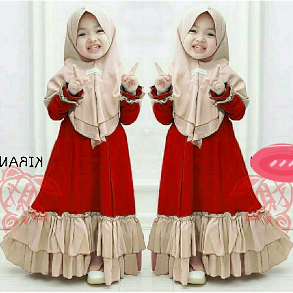 Dress Carien + Bergo - Baju Gamis Anak Perempuan - Dress Muslim Anak Perempuan