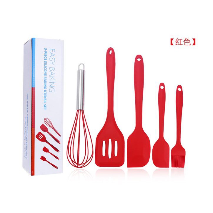 Spatula Silikone Set 5 in Sodet Sutil Kocokan Kuas Silikon Tahan Panas