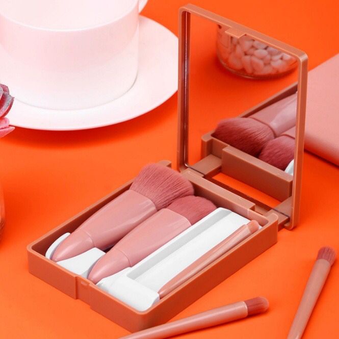ENZ ® Kuas Cermin 5 in 1 / Brush Make Up Set 5 in 1 / Set Brush 5 in 1 + Cermin / Kuas Makeup Cermin 1109