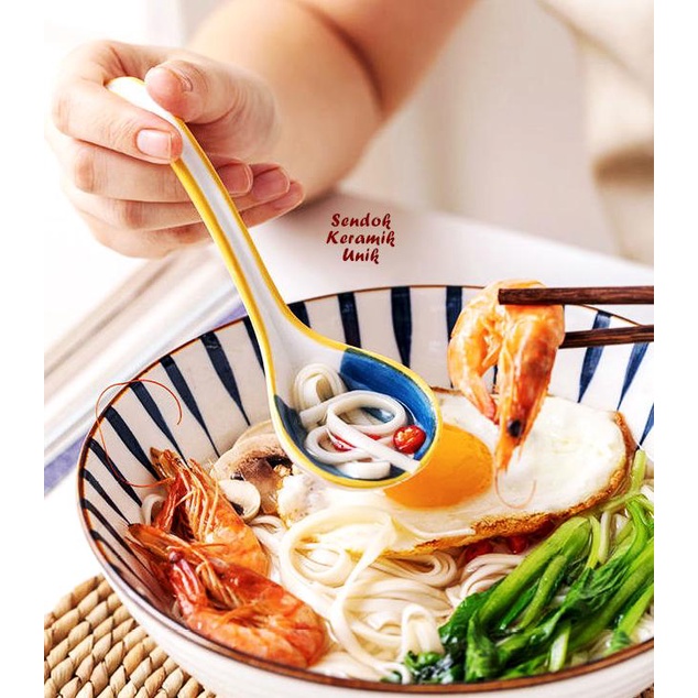 (SEAN) ISI 2 PCS SENDOK KERAMIK UNIK SENDOK MAKAN KERAMIK SENDOK KUAH KERAMIK