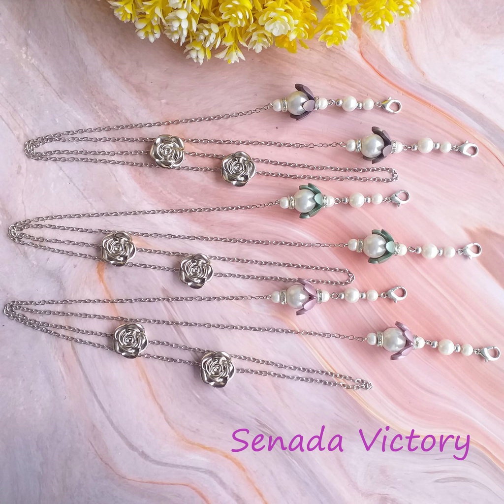 Senada Victory Kalung Masker 2 IN 1 Mahkota Metalic Cantik Strap Mask Akar Konektor Hijab SKM013