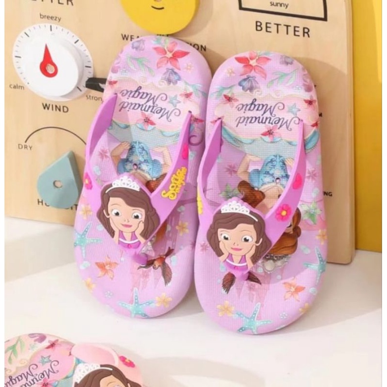 SANDAL JEPIT ANAK PEREMPUAN MOTIF MARMAID MAGIC SANDAL ANAK CEWEK IMPORT NYAMAN