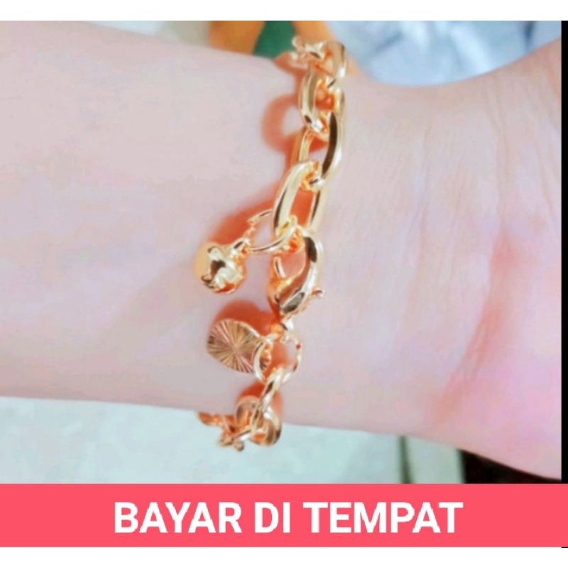 GELANG TANGAN TITANIUM XUPING RANTAI BESAR DAN STANDAR PRIA WANITA POLOS LAPIS EMAS GOLD 24 K ANTI ALERGI ANTI KARAT MEWAH DAN ELEGAN PAS BUAT DI PAKAI SEHARI HARI