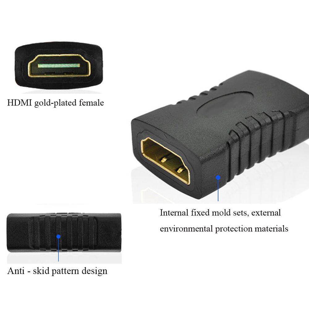 POPULAR Populer 2Pcs Konektor HDMI Hitam Converter Adapter Coupler