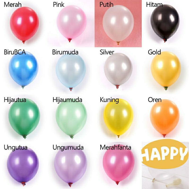 BALON LATEX METALIK 12 INCH / BALON METALIK / BALON LATEX / BALON METALIK TEBAL / BALON METALIK ECER