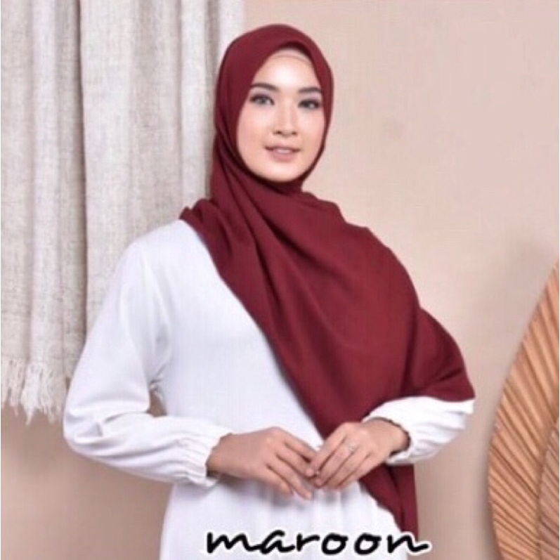 Hijab Instant Diamond Pashmina Tali Panjang Tepi Jahit-Maroon