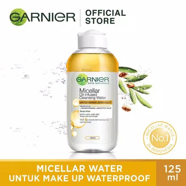 Garnier Micellar Water Oil Infused Skin Care - 125 ml - 400 ml (Pembersih Wajah Dan Makeup Waterproof)