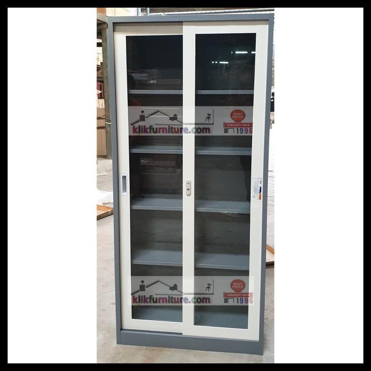 

BEST SELLER !!! LEMARI ARSIP FILING CABINET BESI PINTU SLIDING KACA AA19SL TERLARIS