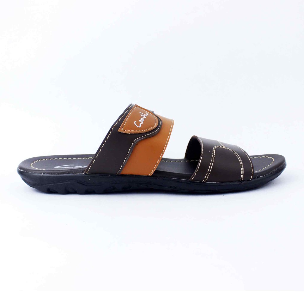 Sandal Selop Pria Distro Casual Murah Original GRATIS Sendal Jepit Pria Keren CVL 11 - CVL 01 TAN