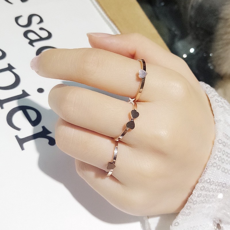 Cincin Fashion Korea Titanium Anti Karat Susun Tiga - ercassia