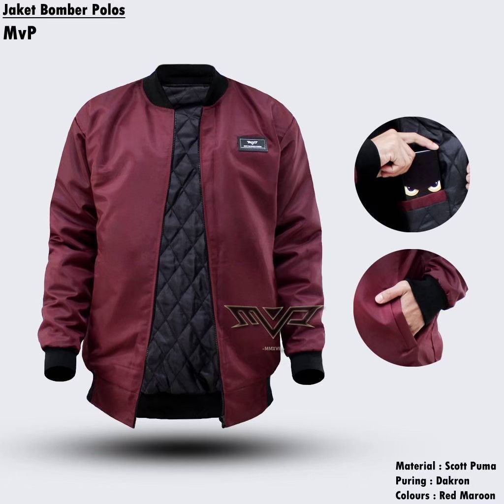 JAKET PRIA BOMBER POLOS MVP(ADA SAKU DALAM)