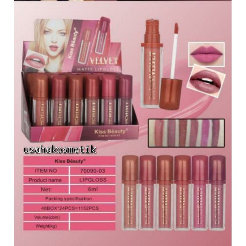 TERMURAH PER6PCS LIP GLOSS MATTE KISS BEAUTY VELVET | BB DRAGON NO. 70060/ 70063