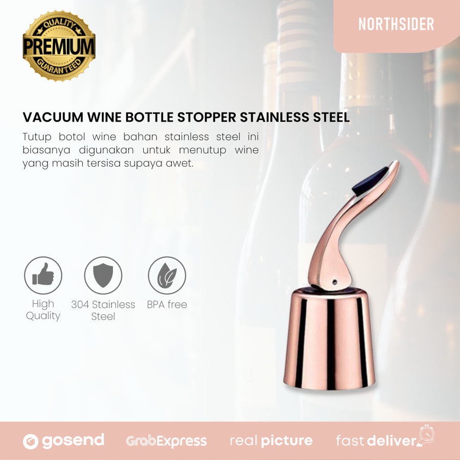 TUTUP BOTOL WINE | VACUUM WINE BOTTLE STOPPER STAINLESS STEEL