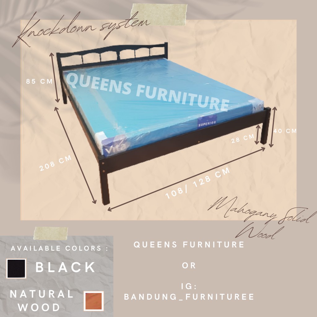 Ranjang divan / tempat tidur kayu ukuran 120 x 200 / 100 x 200 + kasur busa