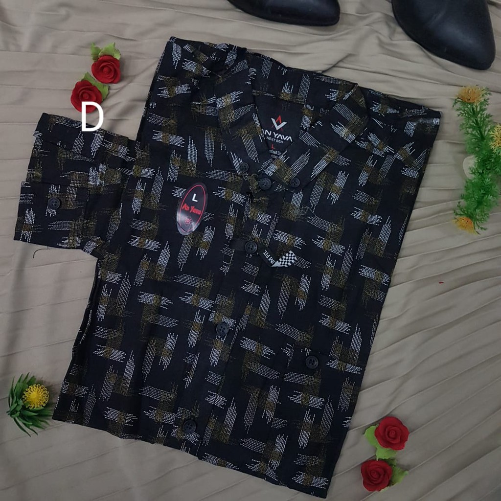 Kemeja AN YAVA motif lengan panjang pria