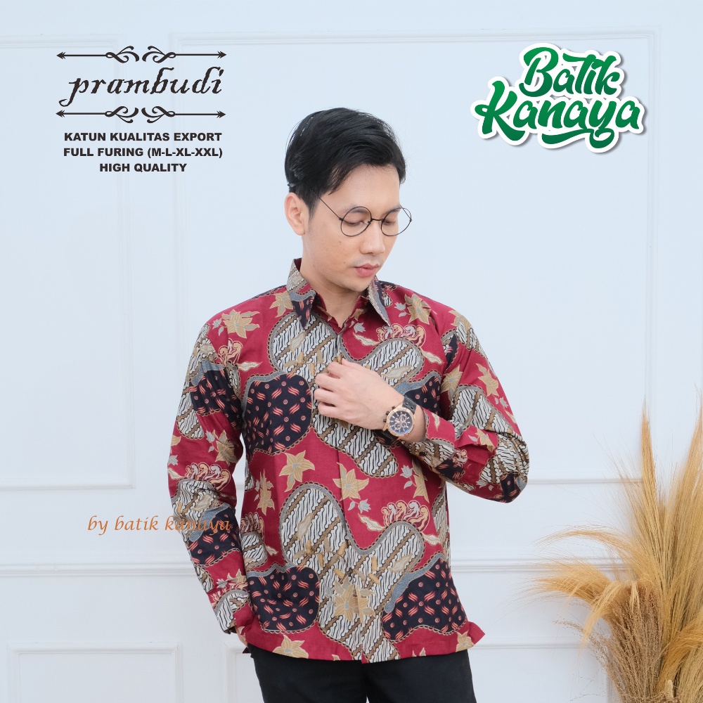 Kanaya - Batik Pria Lengan Panjang Full Furing Bahan Katun Kualitas Ekspor PRAMBUDI