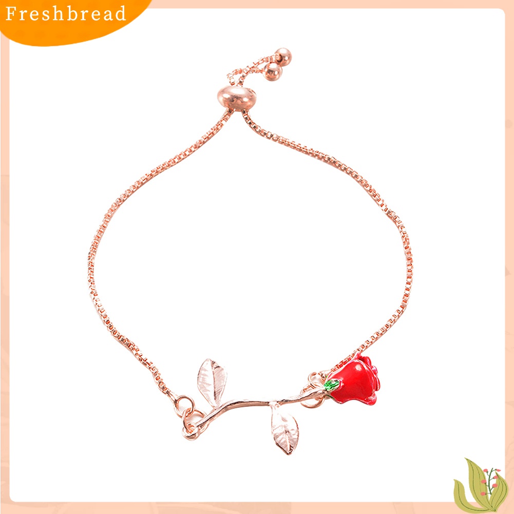 [TERLARIS]Elegant Rose Pendant Wristband Bracelet Adjustable Bangle Women Jewelry Gift