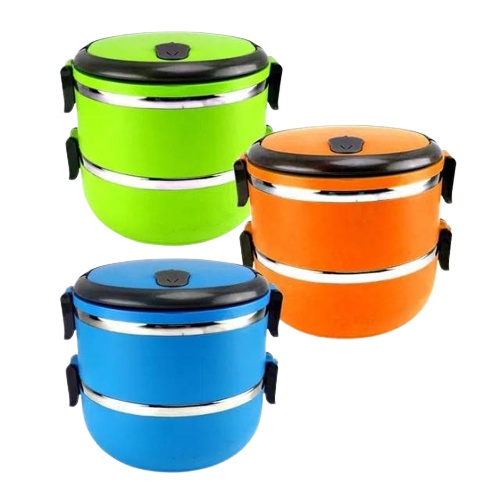 RANTANG 2 SUSUN POLOS / RANTANG SET BEKAL CAMPING PIKNIK LUNCH BOX Lunch box rantang stainless steel susun 2 602R