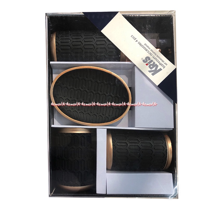 Kris Bathroom Accessories 4pcs Tempat Perlengkapan SabaKris Bathroom Accessories 4pcs Tempat Perlengkapan Sabun Batang Cair Gelas Kumur Kumur Untuk Kamar Mandi Bath Room Warna Putih Hitam Biruun Gelas