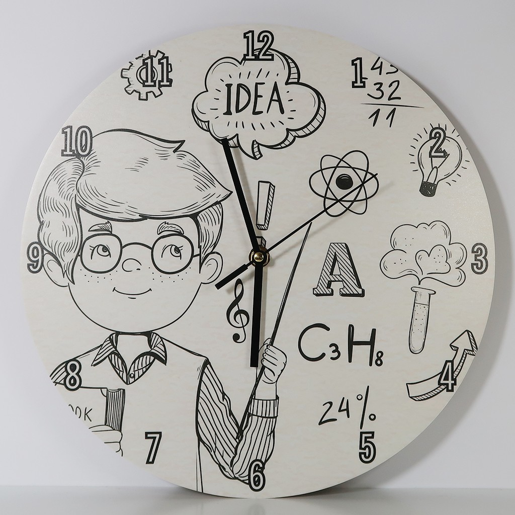 Jam Dinding Kayu Matematika Wall Clock Rumus Math Desain Unik Minimalis Murah-5