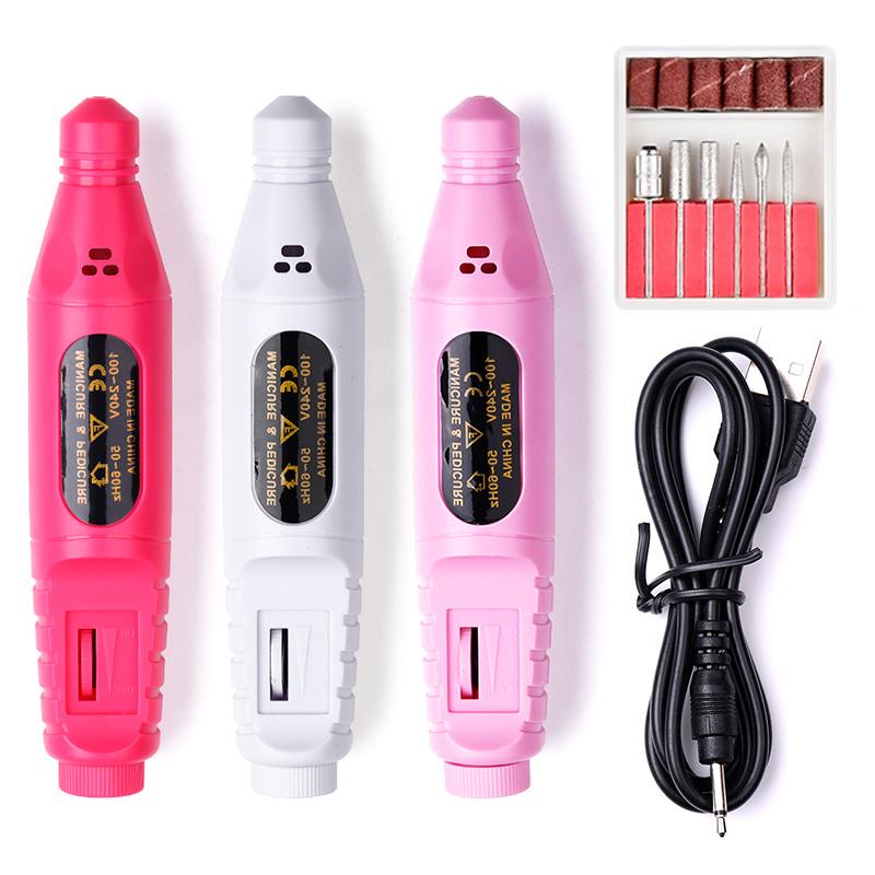 Set Mesin Bor Kuku Elektrik Dengan 6 Bits Pedicure Polishing File Usb Plug