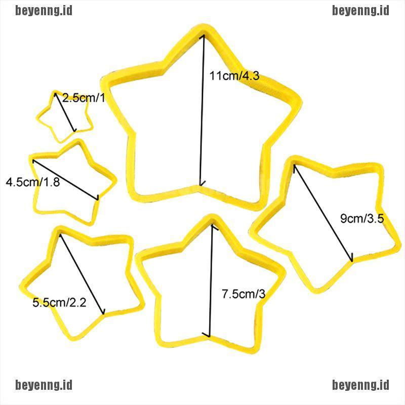 Bey 6Pcs / set Cetakan Pemotong Kue / Biskuit Bentuk Pohon Natal / Bintang