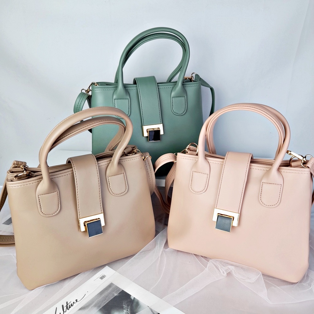 Tas Selempang Wanita Tenteng Kulit Leather Casual Polos Premium Lokal  KT038 KT039 KT040