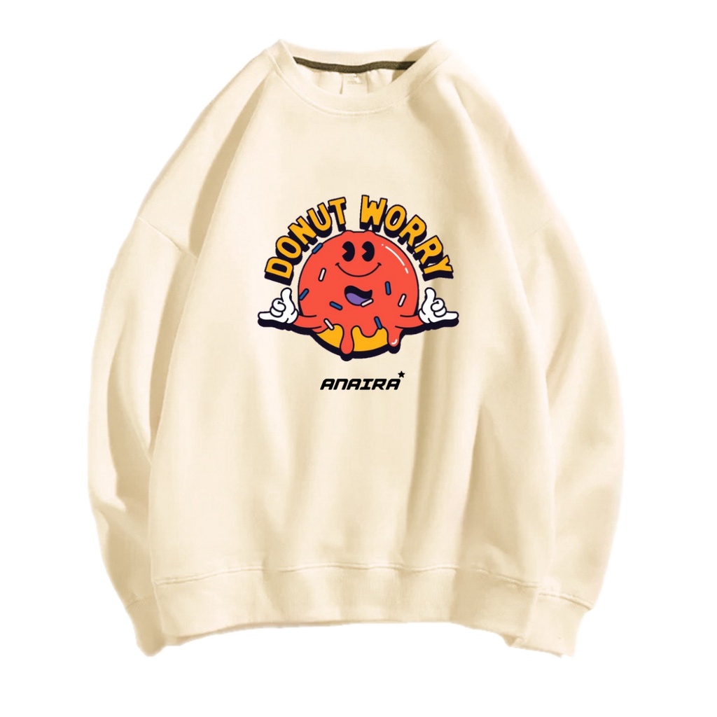 DONUT WORRY SWEATER CREWNECK PRIA WANITA Size M-XXL
