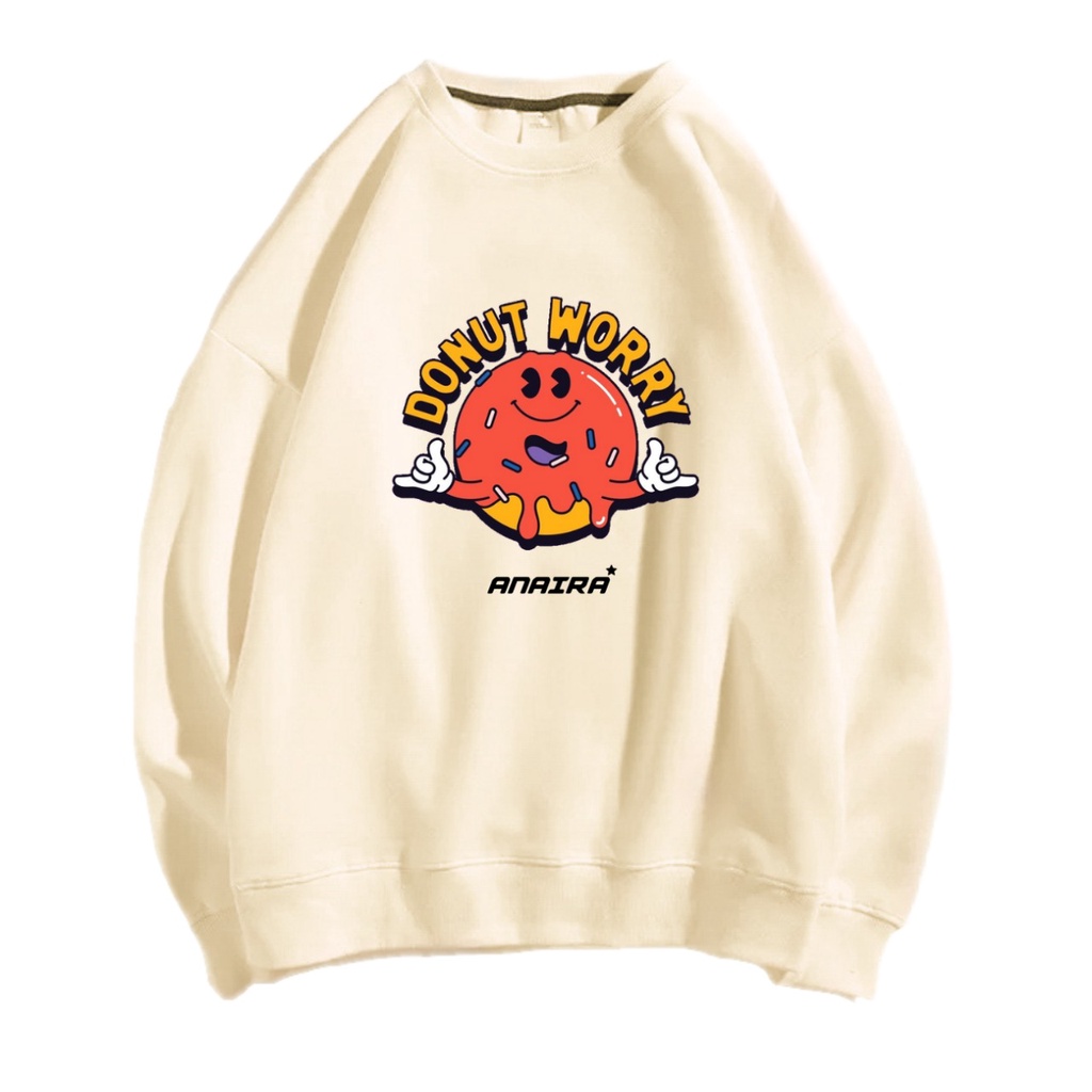 DONUT WORRY SWEATER CREWNECK PRIA WANITA Size M-XXL