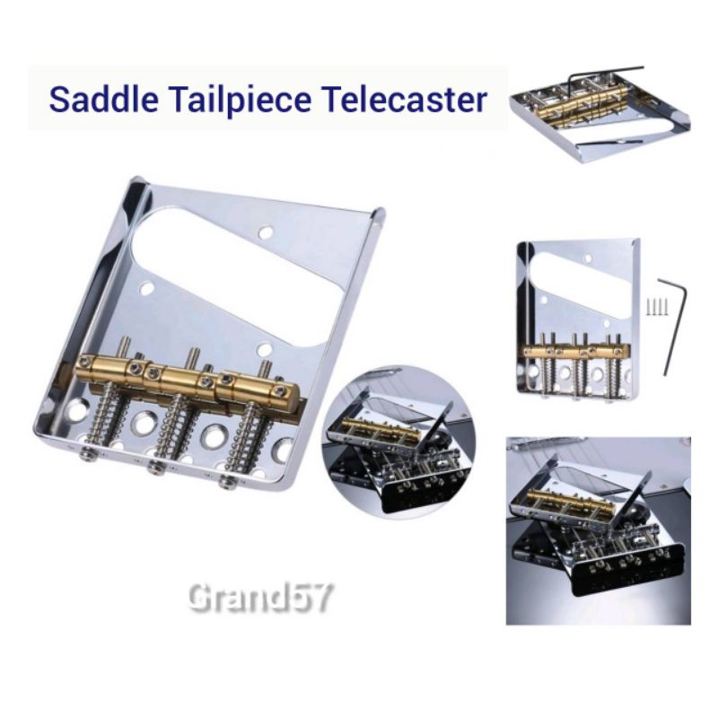 Saddle Bridge Tailpiece Hardtail Telecaster Chrome Gitar Elektrik