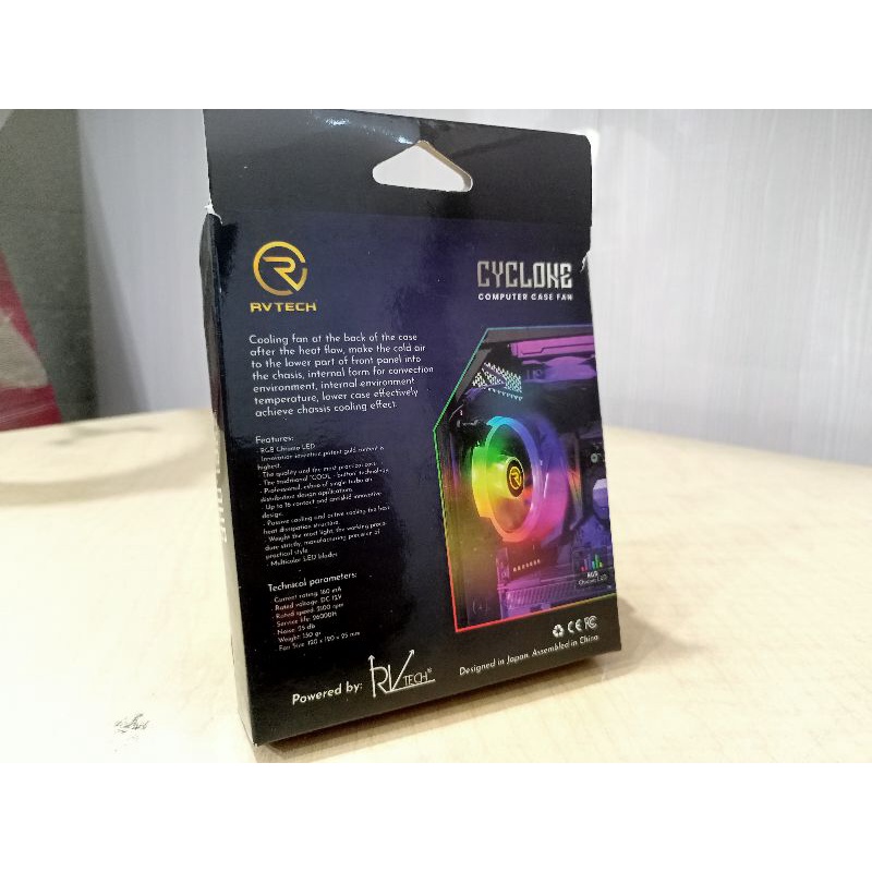 Computer Case Fan 12Cm RVTech Cyclone RGB Chroma LED Fan Casing 12 Cm