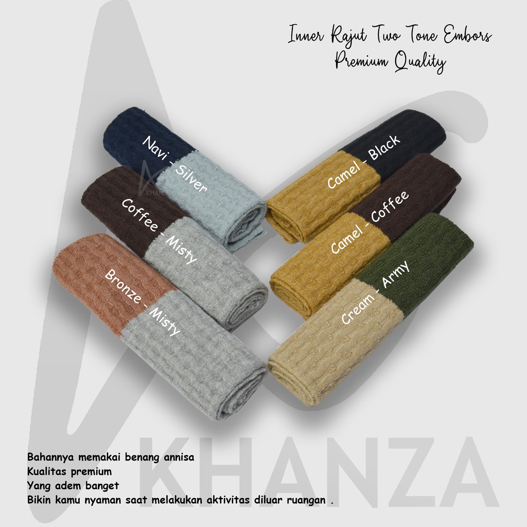 INNER RAJUT Two Tone Premium Ciput Rajut Dua Warna Bandana Hijab