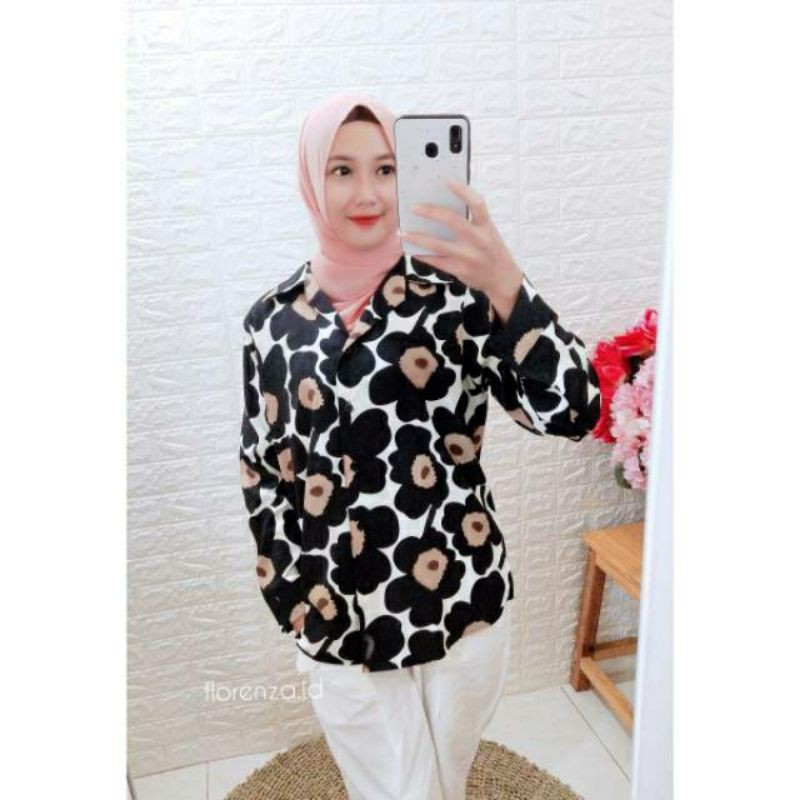 ORIGINAL KEMEJA LALUNE IMPORT BANGKOK MOTIF FLOWER BAHAN SUPER HALUS, LEMBUT, DAN ADEM