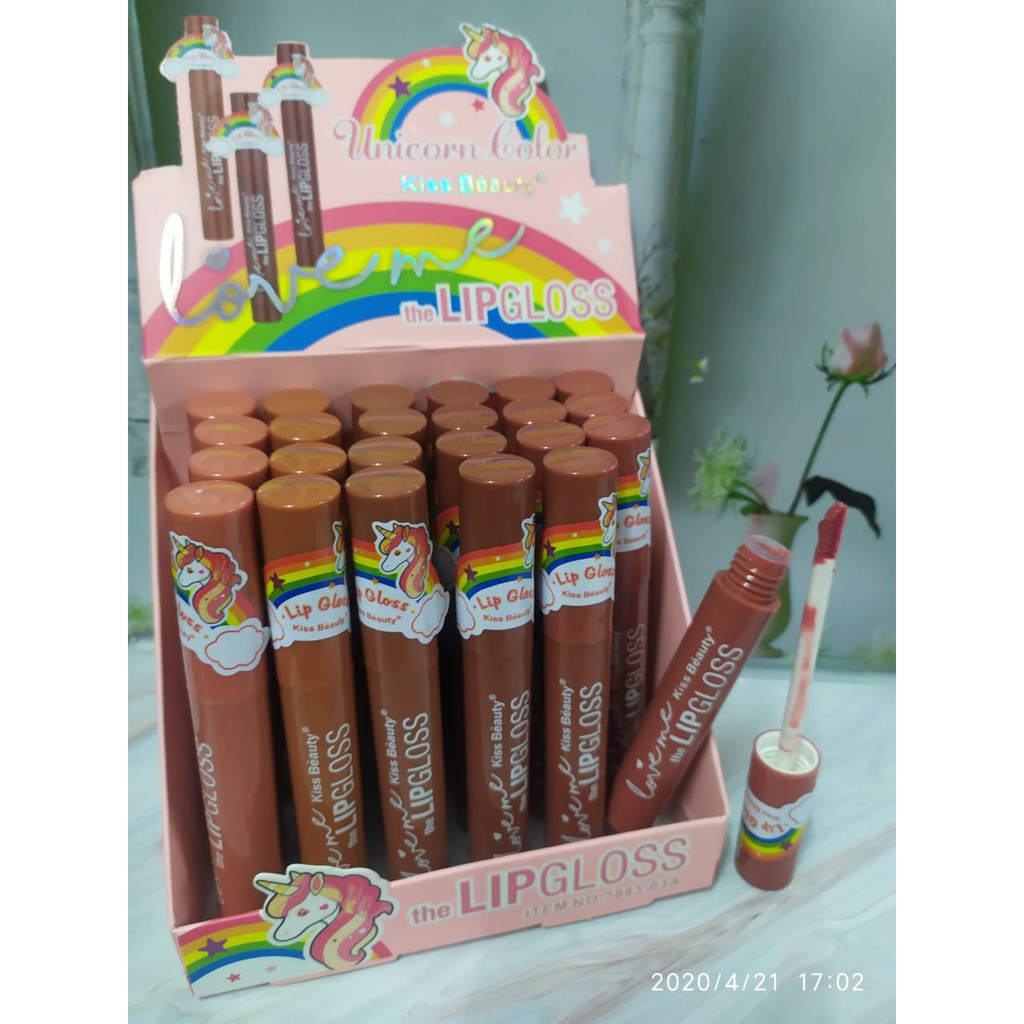 (  6 PCS )KISS BEAUTY LIPGLOSS UNICORN COLLOR 7883-03A LOVE ME