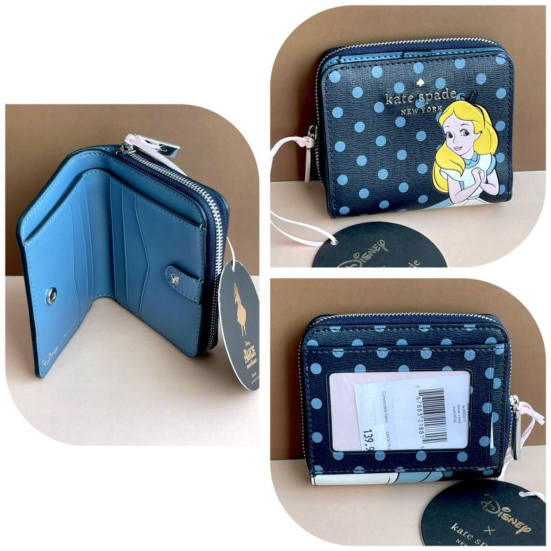 Kate spade alice bifold x disney wallet blue multi